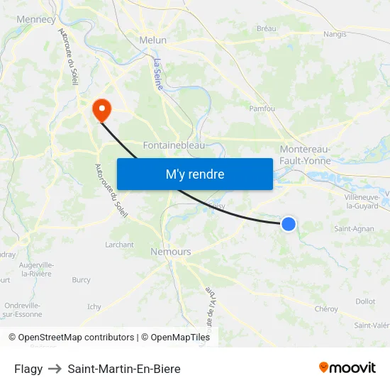 Flagy to Saint-Martin-En-Biere map
