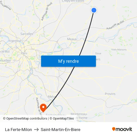 La Ferte-Milon to Saint-Martin-En-Biere map