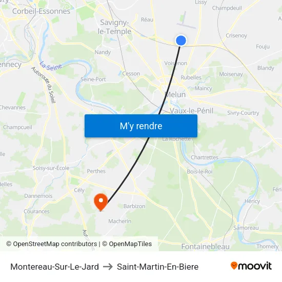 Montereau-Sur-Le-Jard to Saint-Martin-En-Biere map