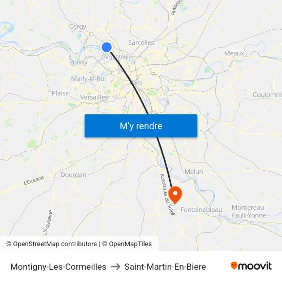 Montigny-Les-Cormeilles to Saint-Martin-En-Biere map