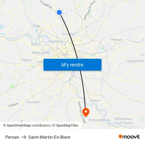 Persan to Saint-Martin-En-Biere map