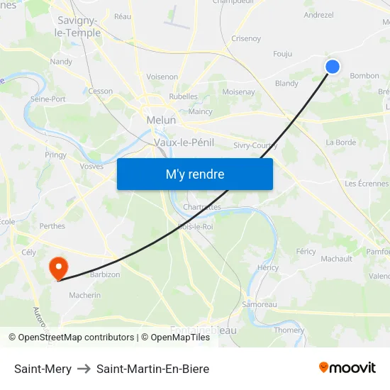 Saint-Mery to Saint-Martin-En-Biere map