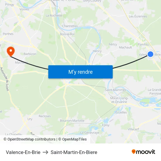 Valence-En-Brie to Saint-Martin-En-Biere map