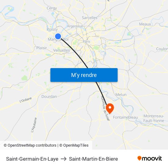 Saint-Germain-En-Laye to Saint-Martin-En-Biere map