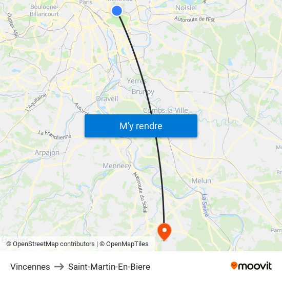 Vincennes to Saint-Martin-En-Biere map