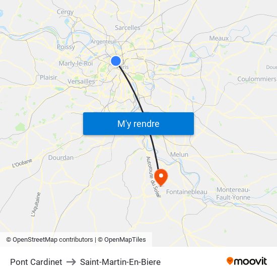 Pont Cardinet to Saint-Martin-En-Biere map