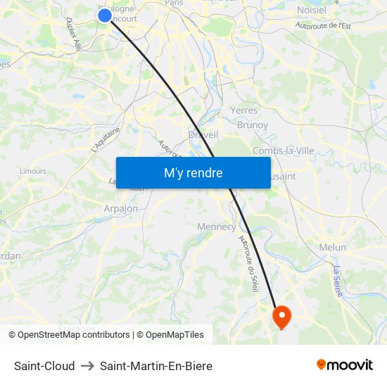 Saint-Cloud to Saint-Martin-En-Biere map