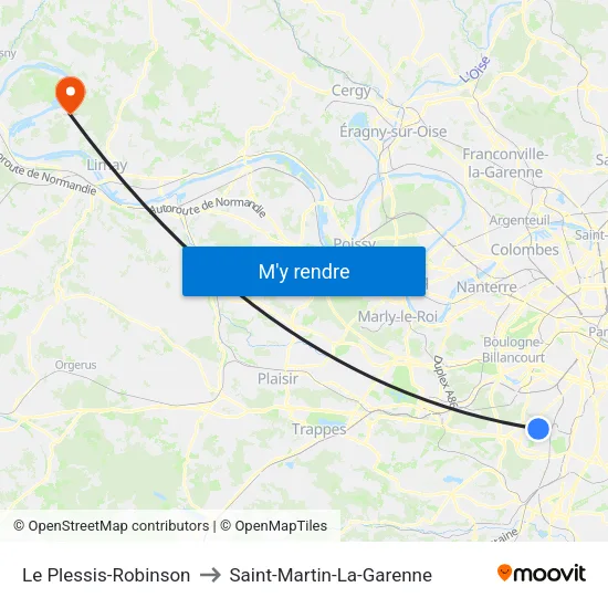 Le Plessis-Robinson to Saint-Martin-La-Garenne map