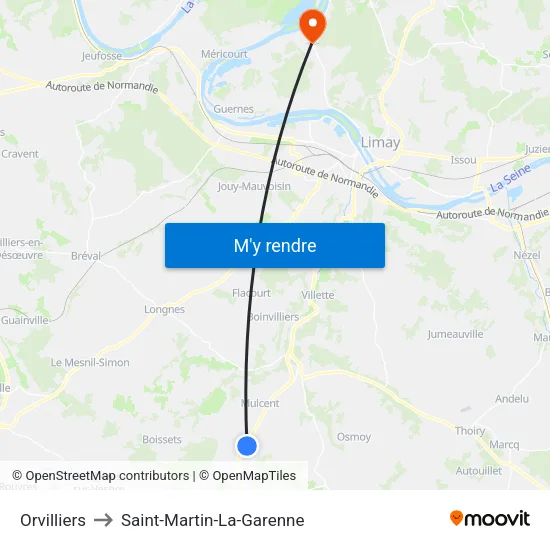 Orvilliers to Saint-Martin-La-Garenne map