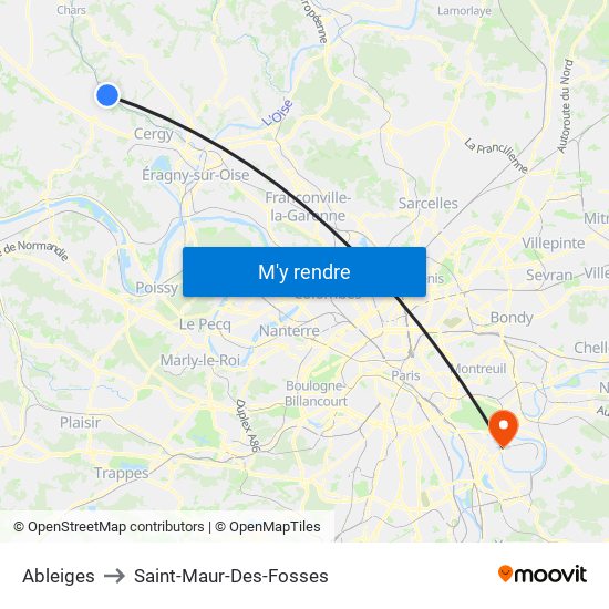 Ableiges to Saint-Maur-Des-Fosses map