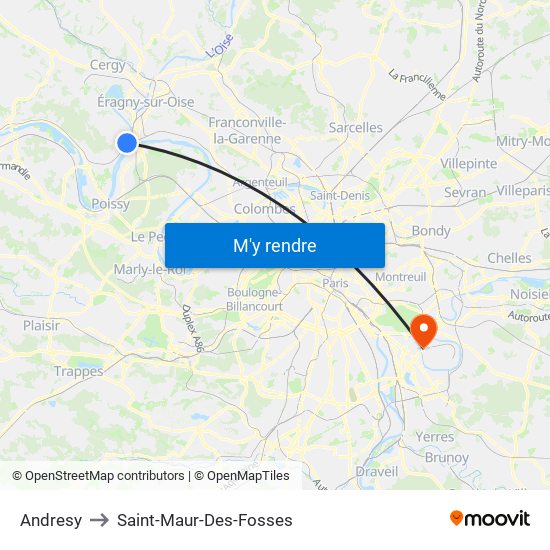 Andresy to Saint-Maur-Des-Fosses map