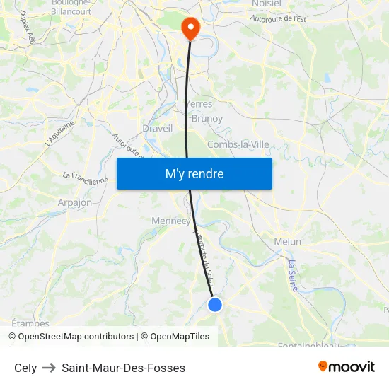 Cely to Saint-Maur-Des-Fosses map