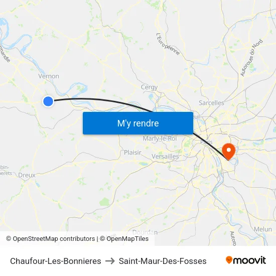 Chaufour-Les-Bonnieres to Saint-Maur-Des-Fosses map