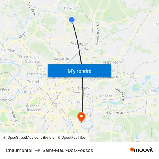 Chaumontel to Saint-Maur-Des-Fosses map