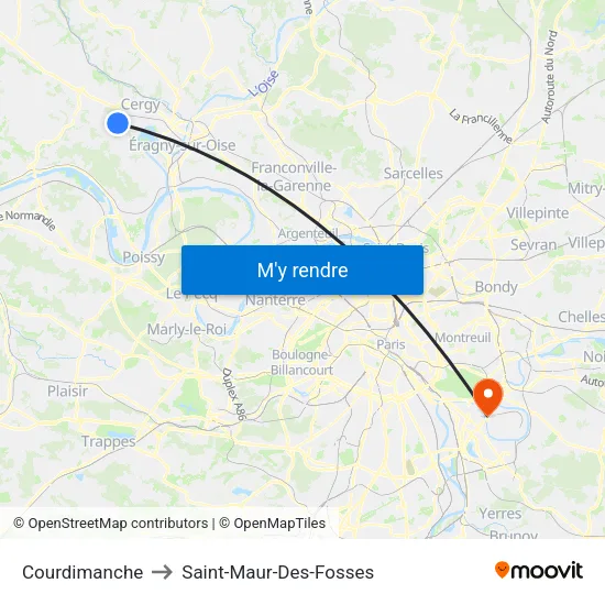 Courdimanche to Saint-Maur-Des-Fosses map