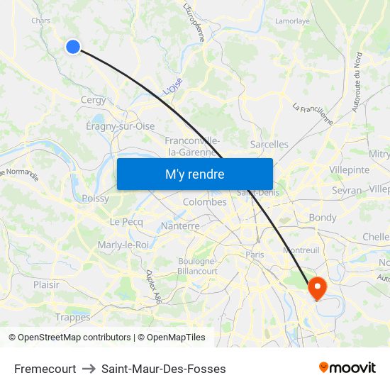 Fremecourt to Saint-Maur-Des-Fosses map