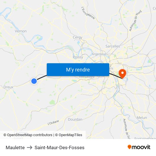 Maulette to Saint-Maur-Des-Fosses map