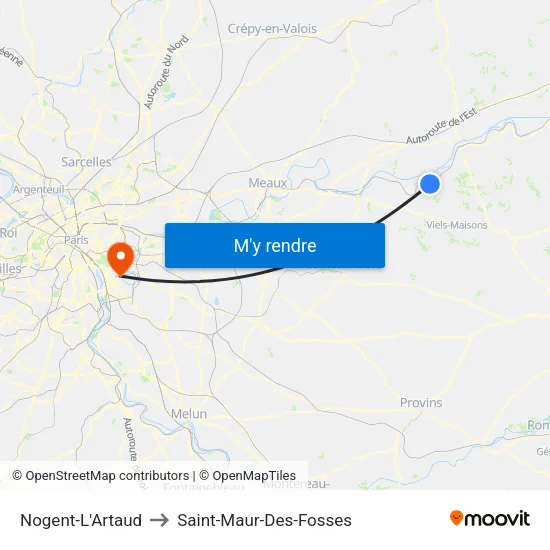 Nogent-L'Artaud to Saint-Maur-Des-Fosses map