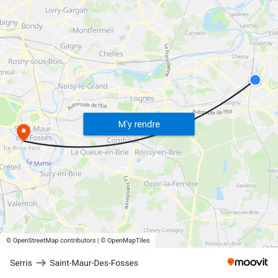Serris to Saint-Maur-Des-Fosses map