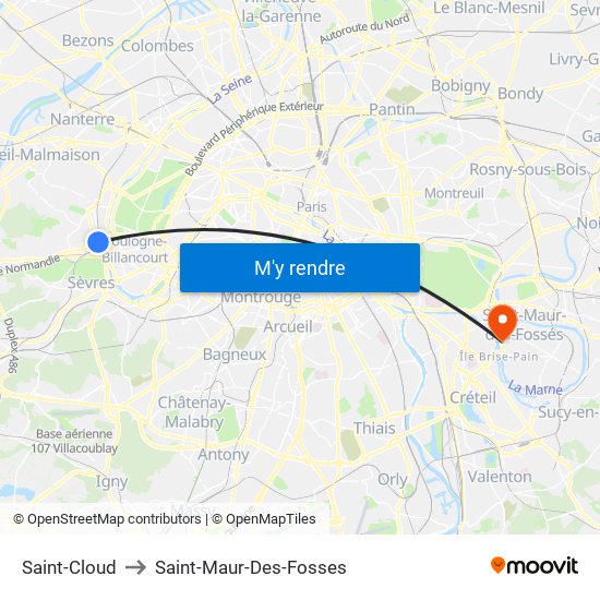 Saint-Cloud to Saint-Maur-Des-Fosses map