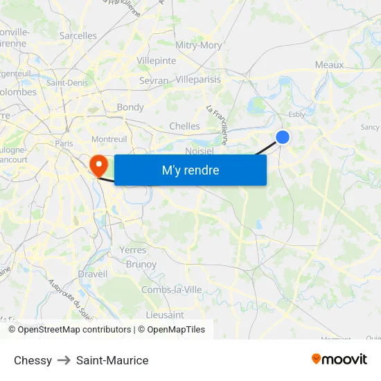 Chessy to Saint-Maurice map