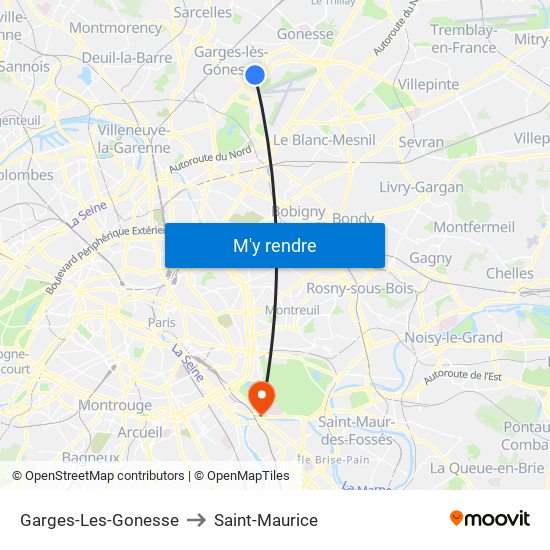 Garges-Les-Gonesse to Saint-Maurice map