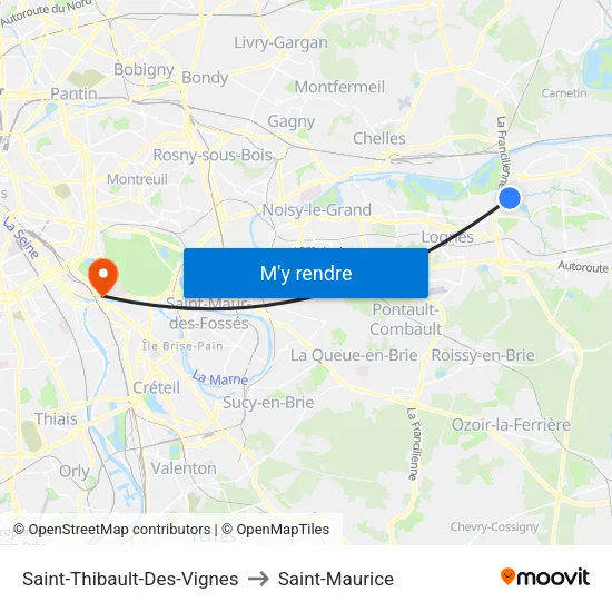 Saint-Thibault-Des-Vignes to Saint-Maurice map
