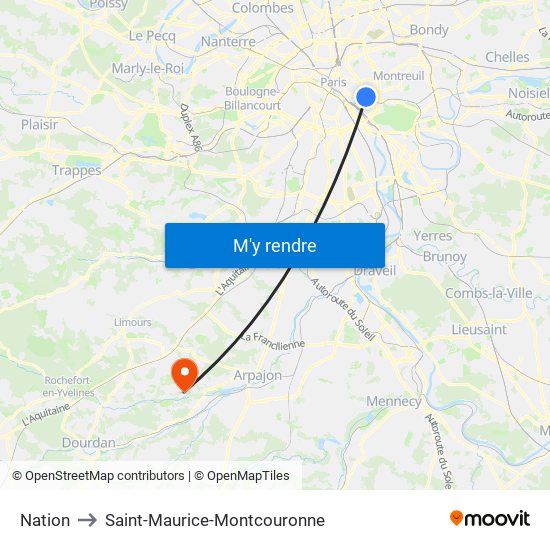 Nation to Saint-Maurice-Montcouronne map