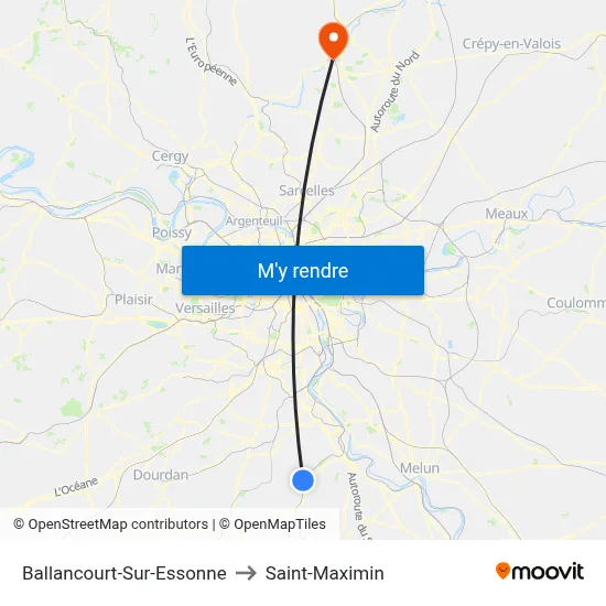 Ballancourt-Sur-Essonne to Saint-Maximin map