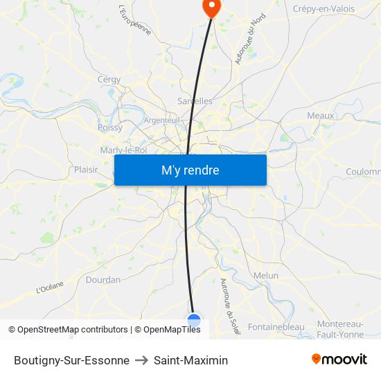 Boutigny-Sur-Essonne to Saint-Maximin map