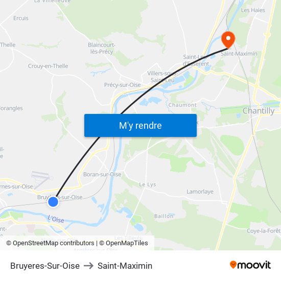 Bruyeres-Sur-Oise to Saint-Maximin map