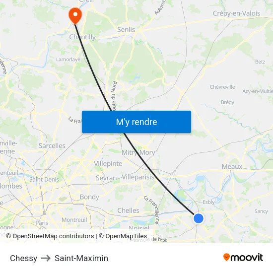 Chessy to Saint-Maximin map