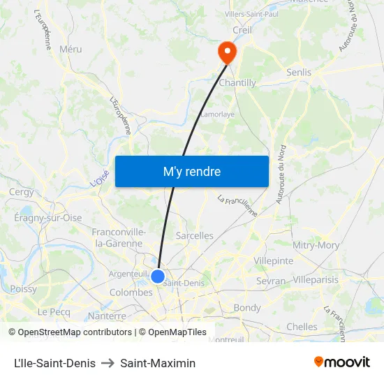 L'Ile-Saint-Denis to Saint-Maximin map