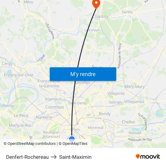 Denfert-Rochereau to Saint-Maximin map