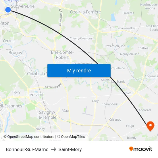 Bonneuil-Sur-Marne to Saint-Mery map