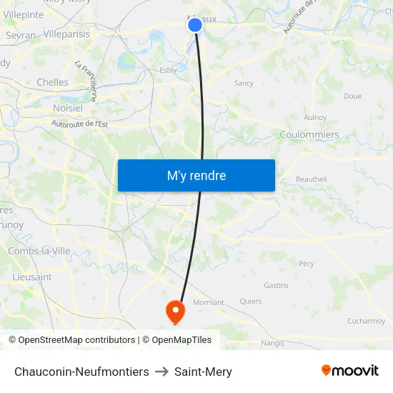 Chauconin-Neufmontiers to Saint-Mery map