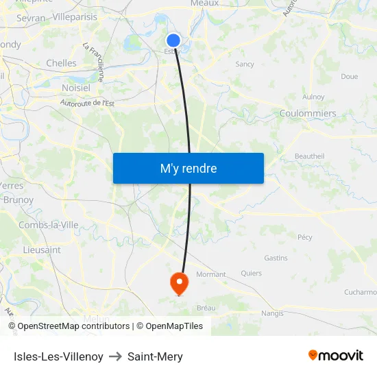 Isles-Les-Villenoy to Saint-Mery map