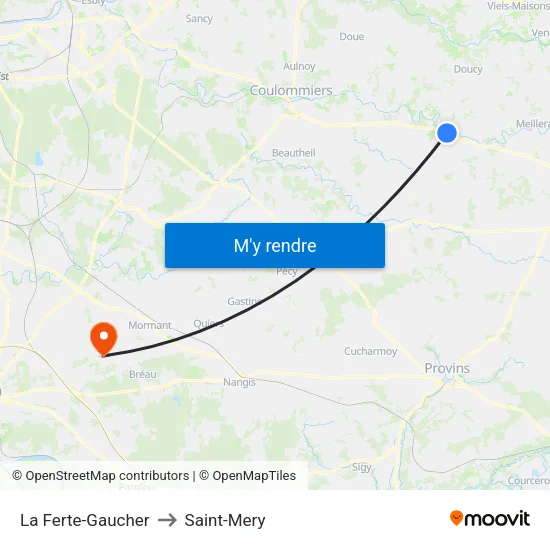 La Ferte-Gaucher to Saint-Mery map