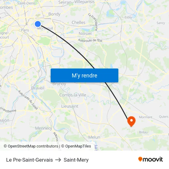 Le Pre-Saint-Gervais to Saint-Mery map