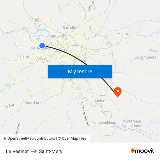 Le Vesinet to Saint-Mery map