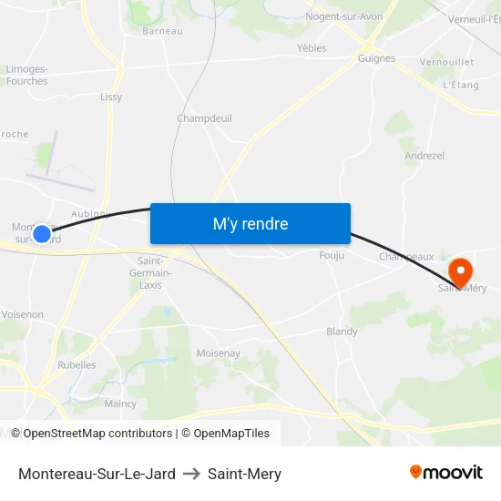 Montereau-Sur-Le-Jard to Saint-Mery map