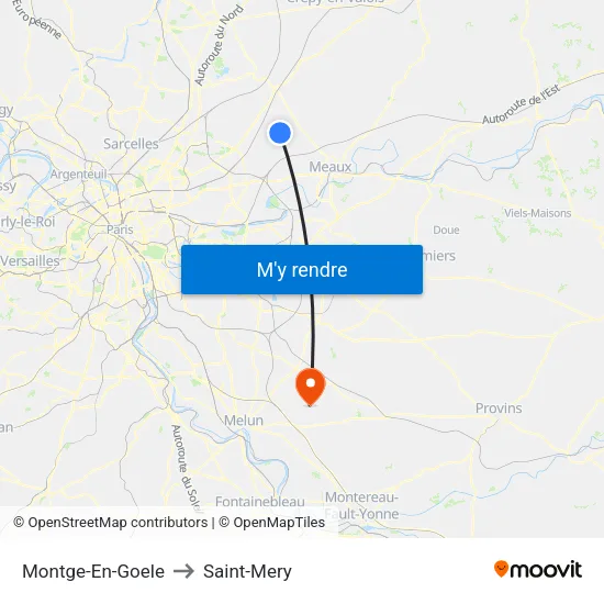Montge-En-Goele to Saint-Mery map