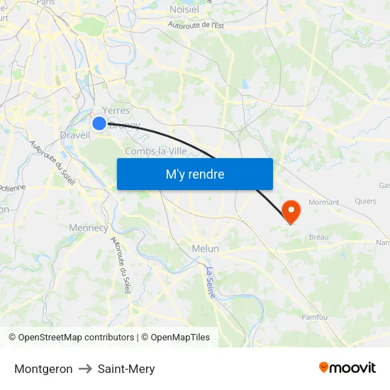Montgeron to Saint-Mery map