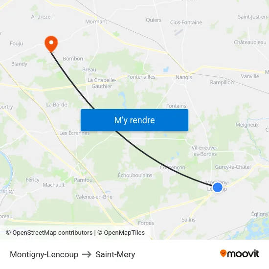 Montigny-Lencoup to Saint-Mery map