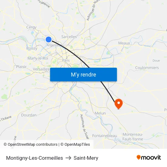 Montigny-Les-Cormeilles to Saint-Mery map