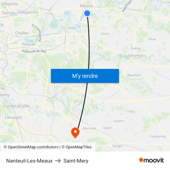 Nanteuil-Les-Meaux to Saint-Mery map