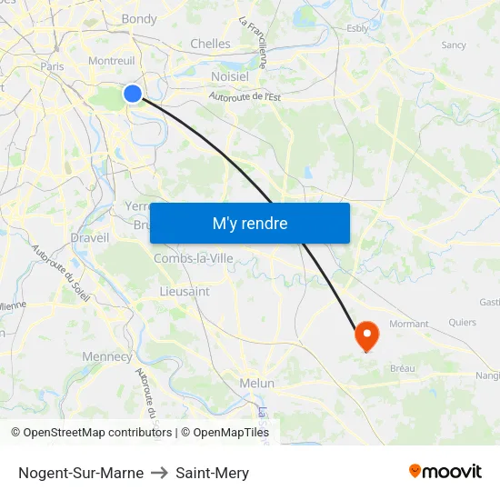 Nogent-Sur-Marne to Saint-Mery map