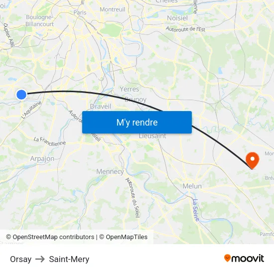 Orsay to Saint-Mery map