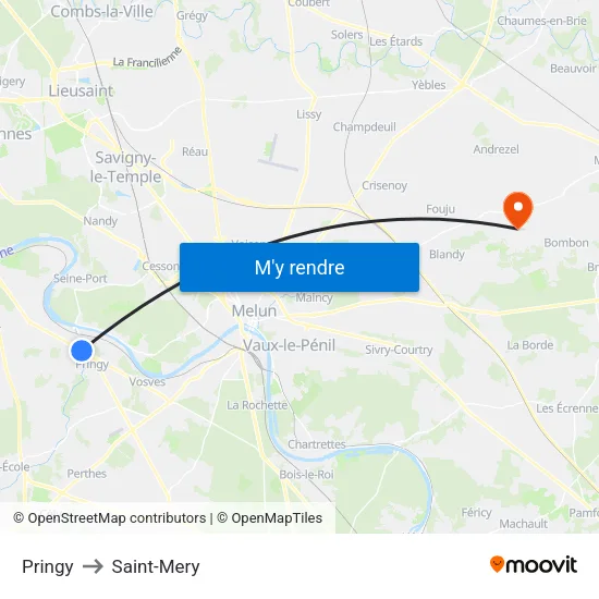 Pringy to Saint-Mery map