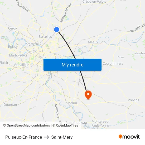 Puiseux-En-France to Saint-Mery map